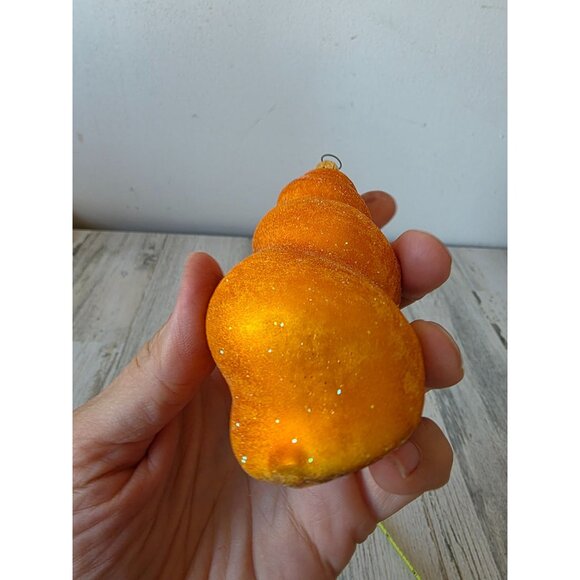 Radko vintage yellow sea swirl seashell shell glitter Beach ornament glass Hawai - Picture 8 of 9